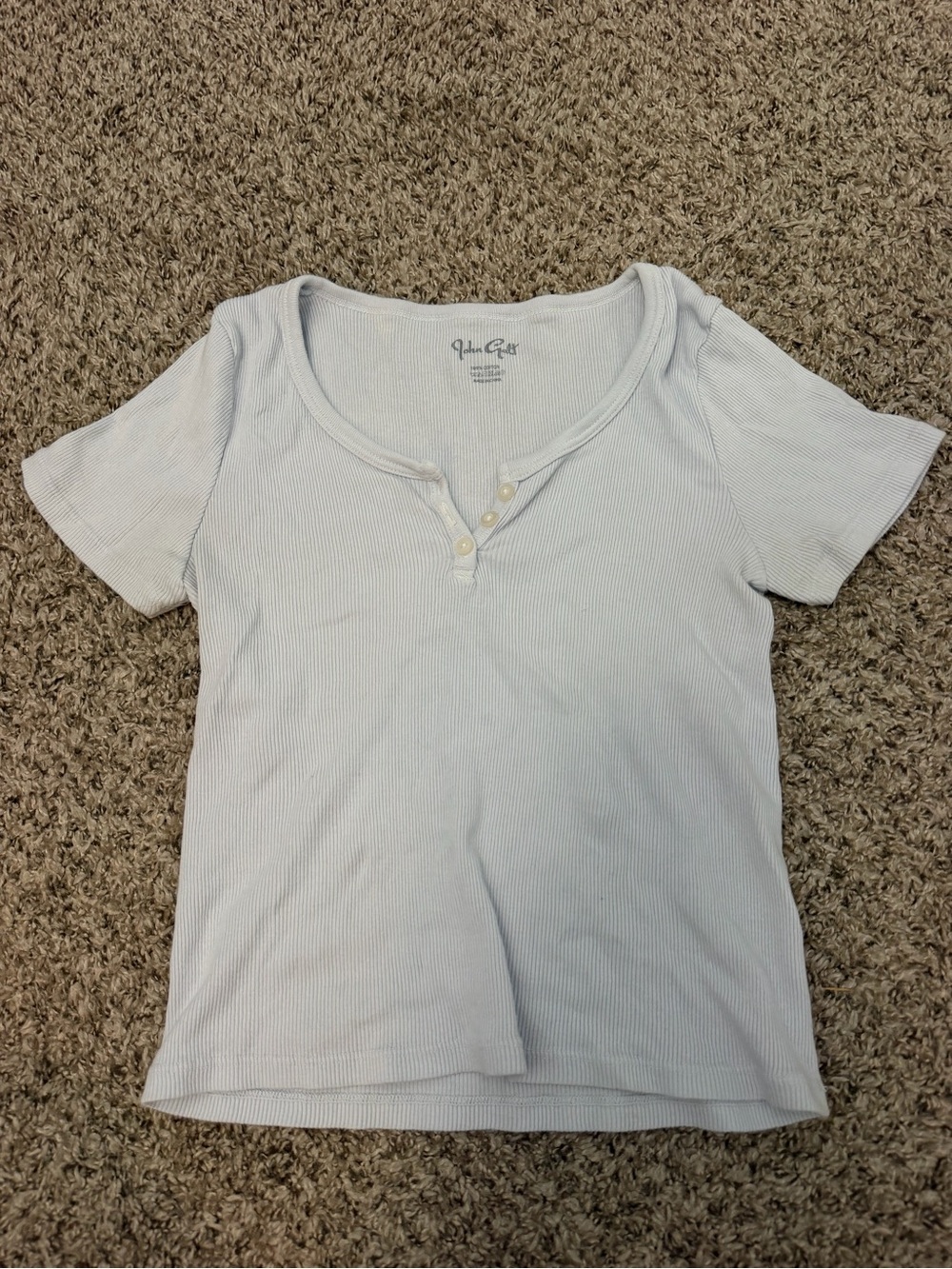 Brandy Melville Pale Blue Ribbed Henley Tee
